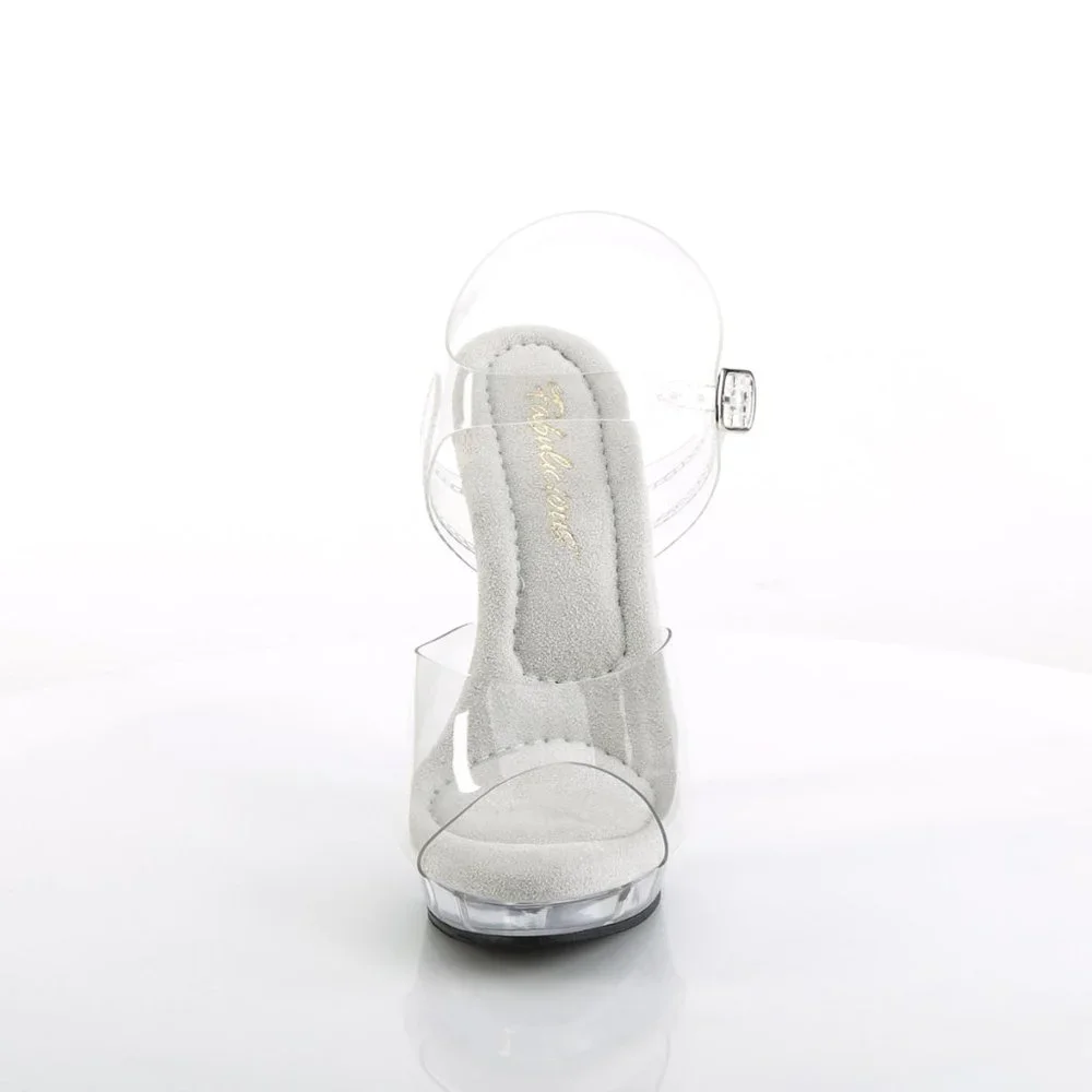 Clear Strap Platform High Heel Sandal - White